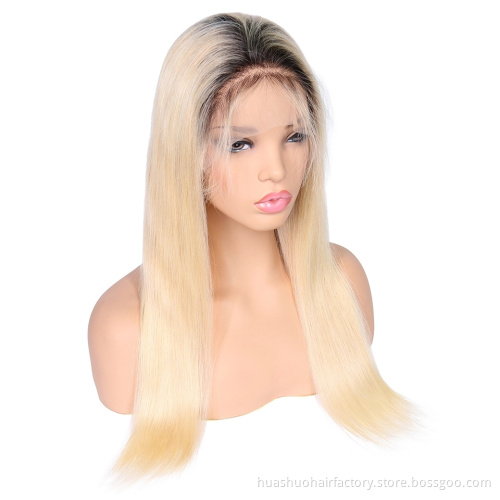 180% Density Wholesale Human Virgin Hair Ombre T1b/Blonde Lace Front Wigs